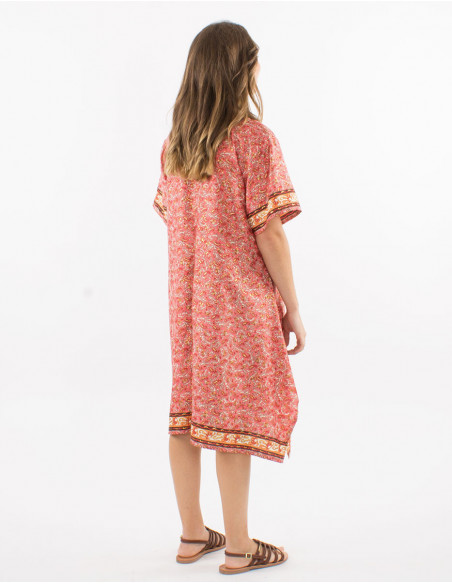Mid long summer dress golden patterns