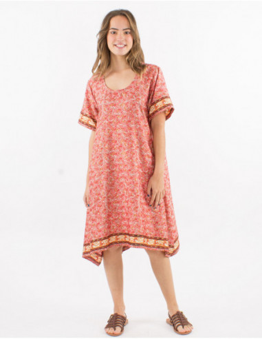 Mid long summer dress golden patterns