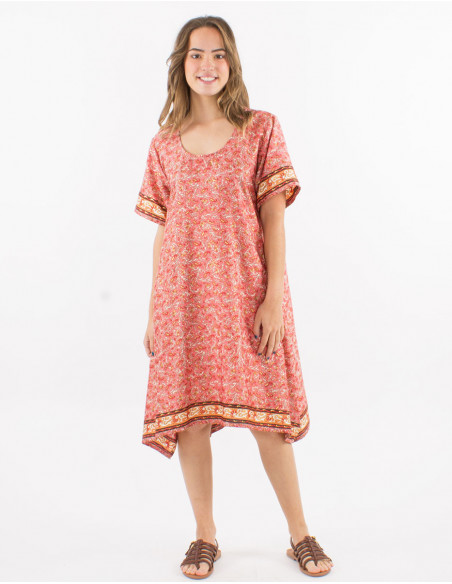 Mid long summer dress golden patterns