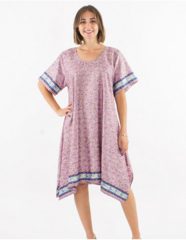 Robe mi longue d'été à motifs dorés