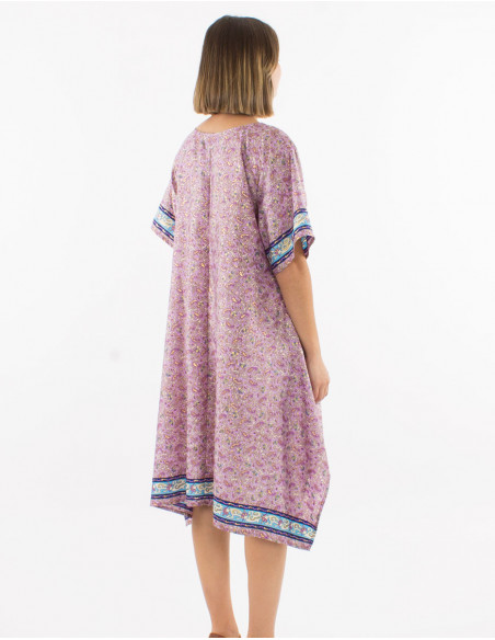 Robe mi longue d'été à motifs dorés