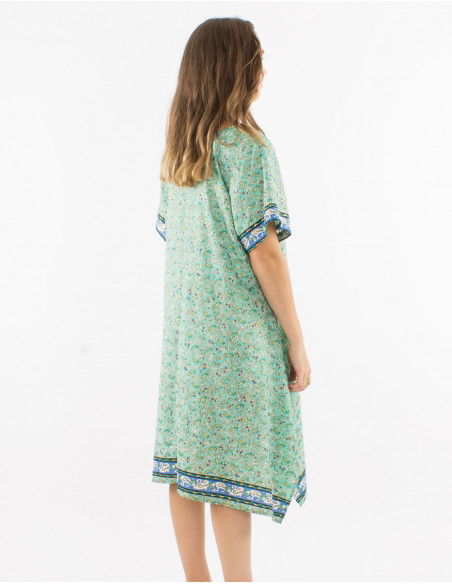 Robe mi longue d'été à motifs dorés