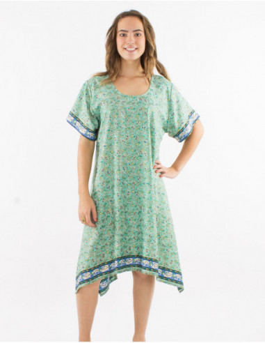 Mid long summer dress golden patterns