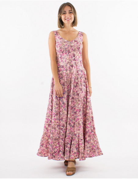 Floral chic boho flare long dress