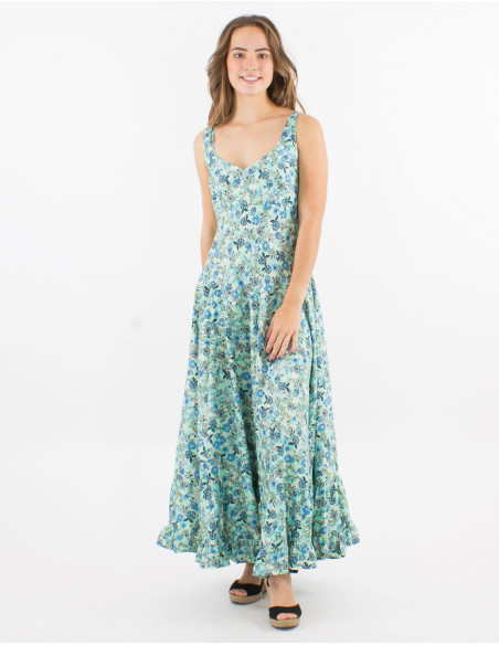 Floral chic boho flare long dress