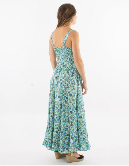 Floral chic boho flare long dress