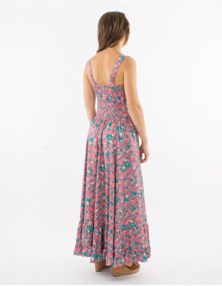 Romantic long dress pastel flowers