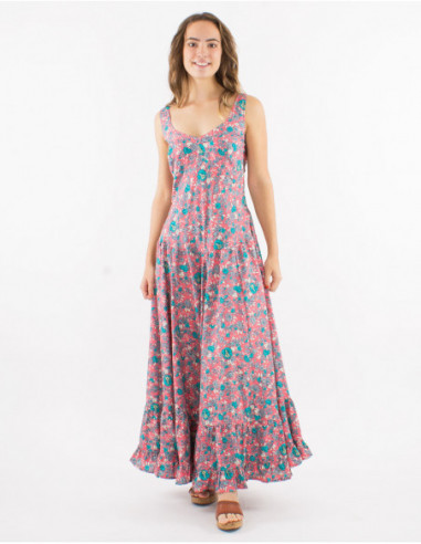 Robe longue romantique fleurs pastel
