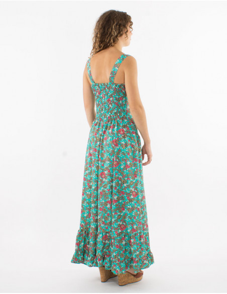 Romantic long dress pastel flowers
