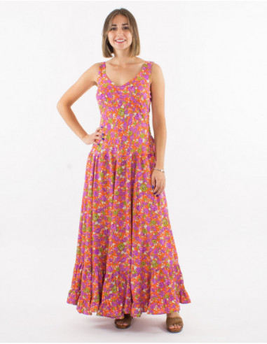 Romantic long dress pastel flowers