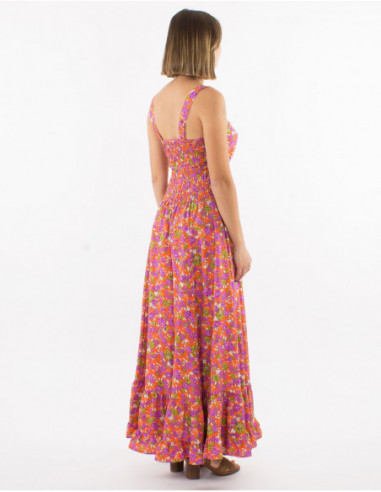 Romantic long dress pastel flowers