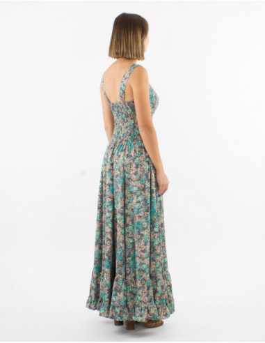 Romantic gold ruffled long dress