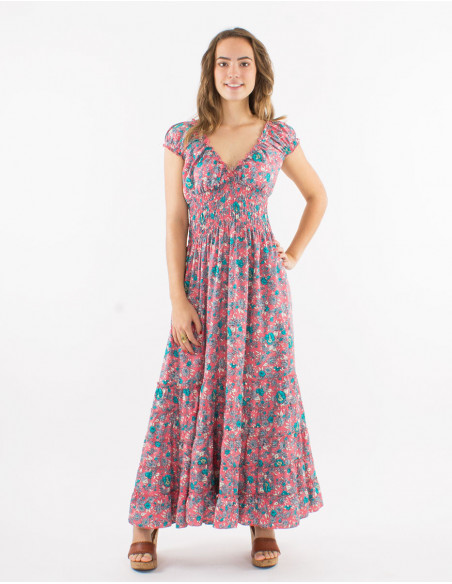Romantic long dress with elastics