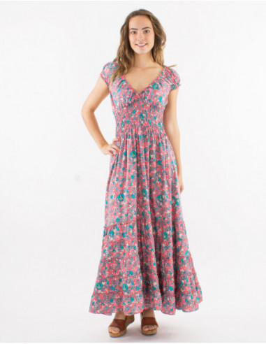 Romantic long dress with elastics