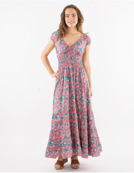 Robe longue romantique à élastiques