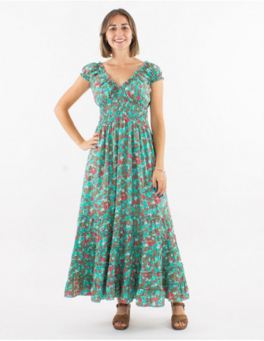 Robe longue romantique à élastiques