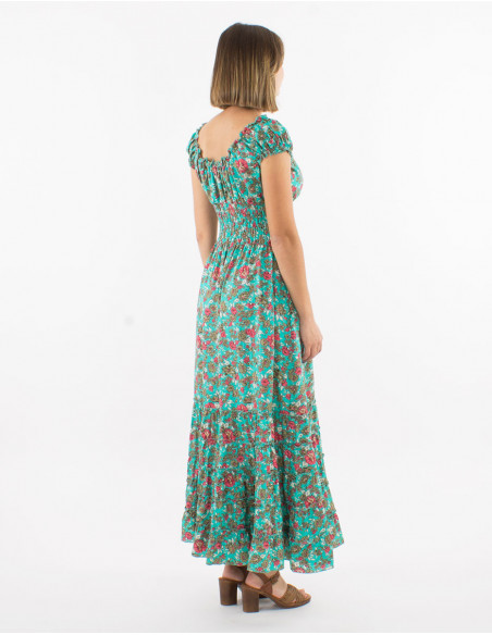 Romantic long dress with elastics