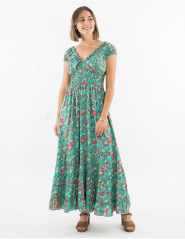Romantic long dress with elastics