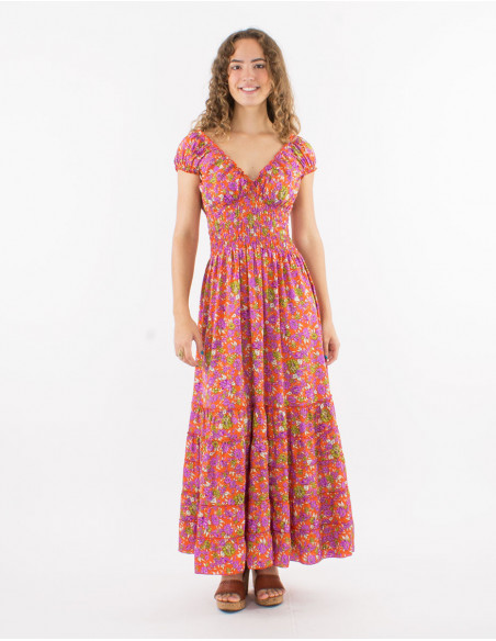 Romantic long dress with elastics
