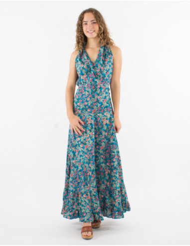 Long golden dress with draped collar