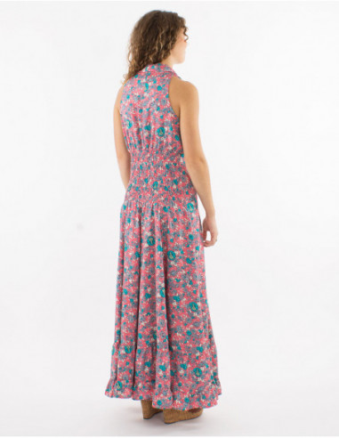 Robe longue romantique col bénitier