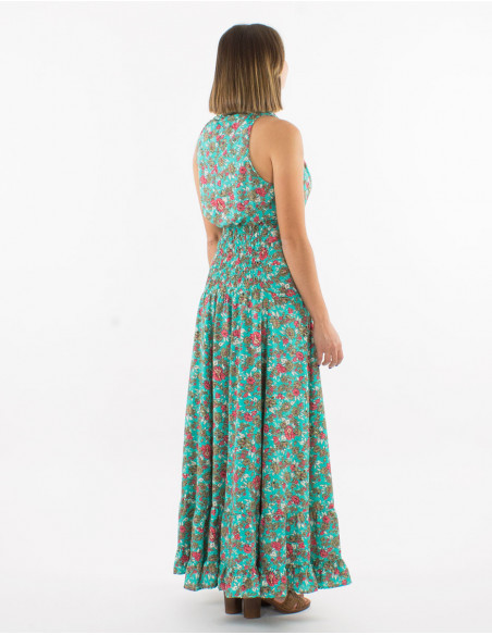 Robe longue romantique col bénitier