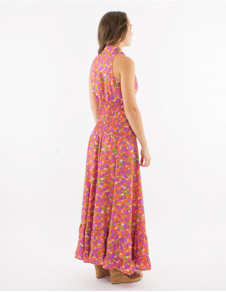 Robe longue romantique col bénitier