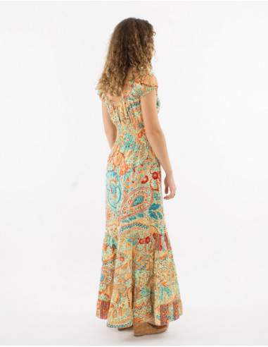 Long dress bohemian with V-neck