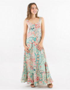 Robe longue smockée motif cachemire 2