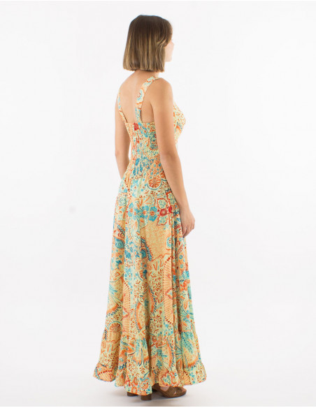 Long smocked dress cashmere pattern