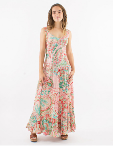 Long smocked dress cashmere pattern