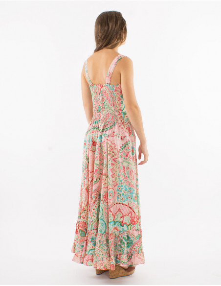 Long smocked dress cashmere pattern