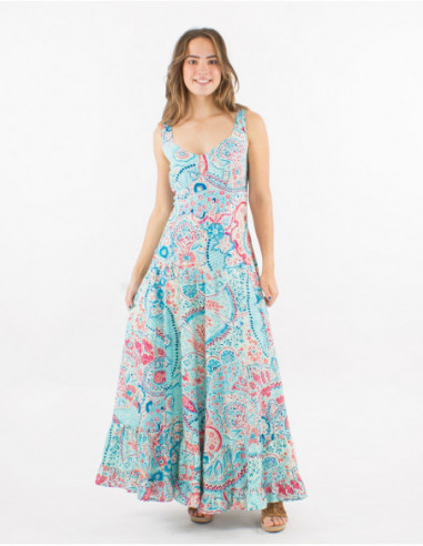 Long smocked dress cashmere pattern