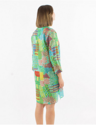 Robe chemise courte motif patchwork
