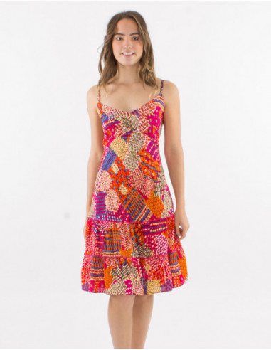 Robe courte d'été motif patchwork coloré