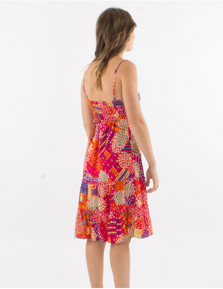 Robe courte d'été motif patchwork coloré