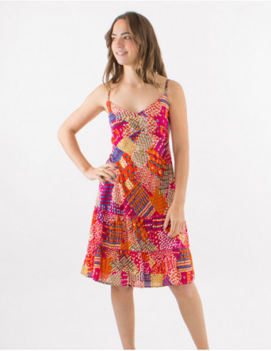 Robe courte d'été motif patchwork coloré