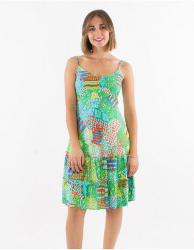 Robe courte d'été motif patchwork coloré