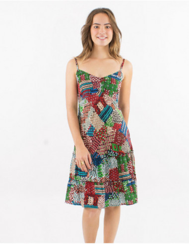 Robe courte d'été motif patchwork coloré