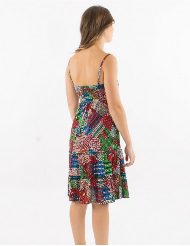 Robe courte d'été motif patchwork coloré