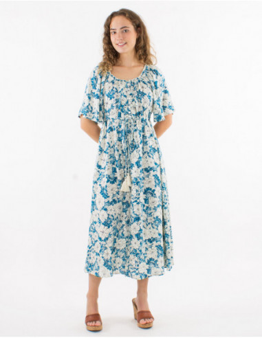 Robe midi bohème fleurie en viscose