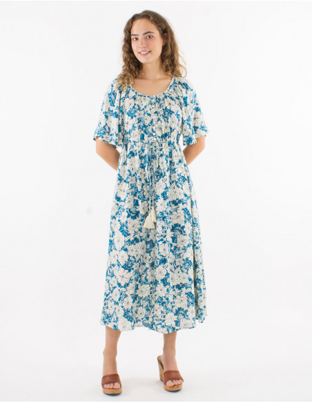 Robe midi bohème fleurie en viscose