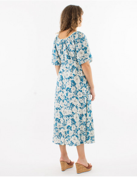 Robe midi bohème fleurie en viscose
