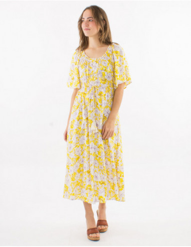 Robe midi bohème fleurie en viscose