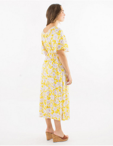 Robe midi bohème fleurie en viscose