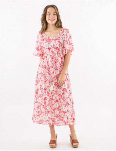 Robe midi bohème fleurie en viscose