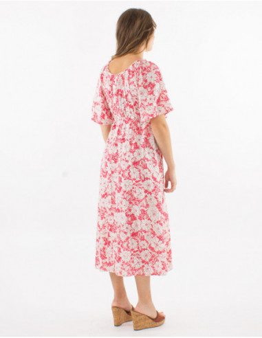 Robe midi bohème fleurie en viscose