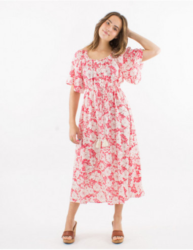 Floral bohemian midi dress in viscose