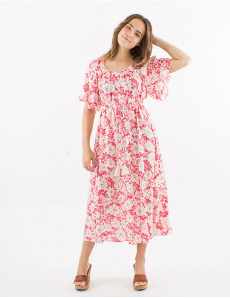 Floral bohemian midi dress in viscose