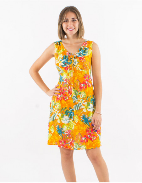 Tropical short dress with links